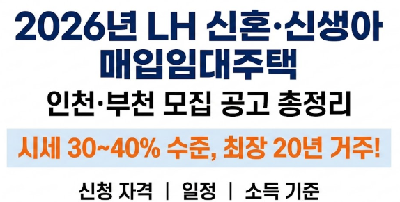 [260212]🏠 2026년 1차 LH 신혼·신생아 매입임대주택(인천·부천) 모집 공고
